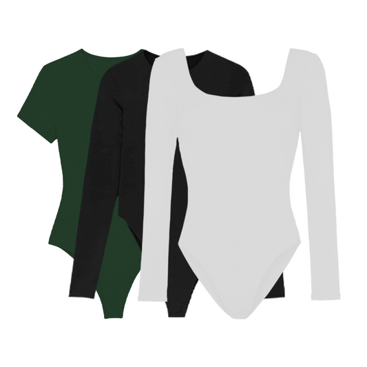 PACK 3 BODYS PREMIUM - BIANCA NEGRO – VALENTINA BLANCO – ANDREA VERDE MILITAR