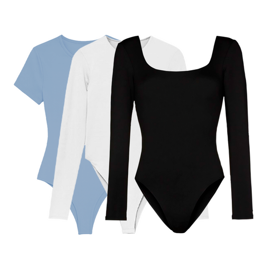 PACK 3 BODYS PREMIUM - BIANCA BLANCO – VALENTINA NEGRO – ANDREA AZUL CIELO