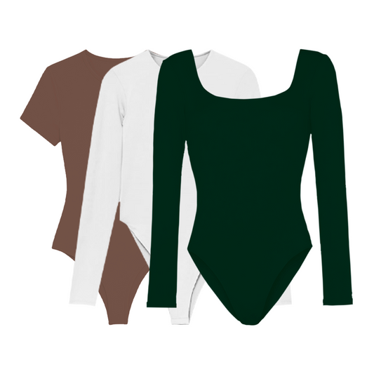PACK 3 BODYS PREMIUM - BIANCA BLANCO – VALENTINA VERDE MILITAR – ANDREA CHOCOLATE