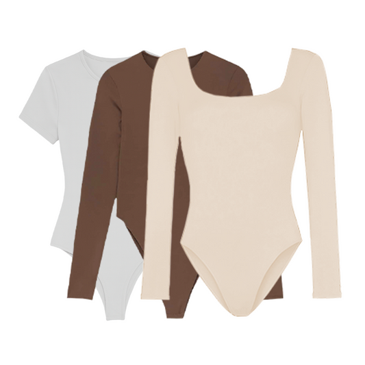 PACK 3 BODYS PREMIUM - BIANCA CHOCOLATE – VALENTINA CAMEL – ANDREA BLANCO