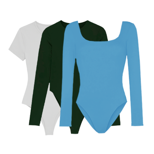 PACK 3 BODYS PREMIUM -  BIANCA VERDE MILITAR – VALENTINA AZUL CIELO – ANDREA BLANCO