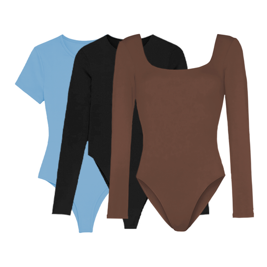 PACK 3 BODYS PREMIUM -  BIANCA NEGRO – VALENTINA CHOCOLATE – ANDREA AZUL CIELO