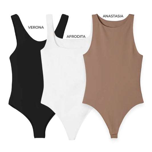 3PACK BODYS - ANASTASIA (CHOCOLATE) AFRODITA (BLANCO) VERONA (NEGRO)