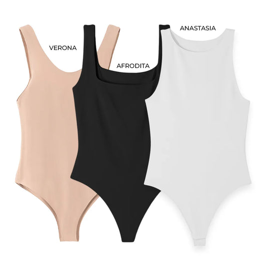 3PACK BODYS - ANASTASIA (BLANCO) AFRODITA (NEGRO) VERONA (CAMEL)