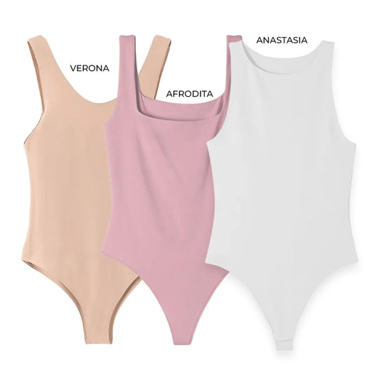 3PACK BODYS - ANASTASIA (BLANCO) AFRODITA (ROSADO) VERONA (CAMEL)