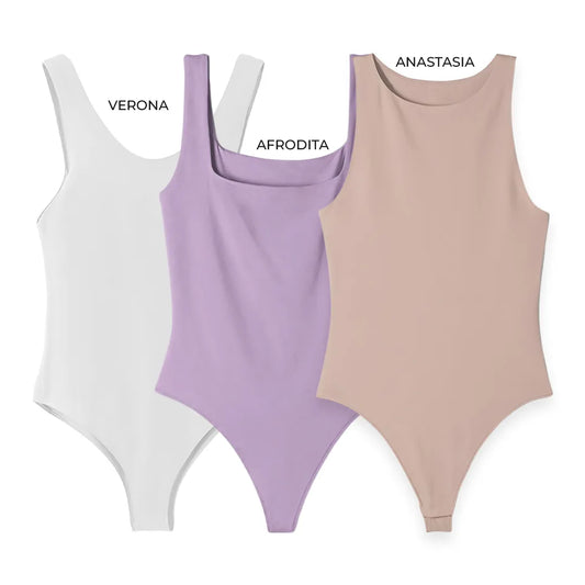 3PACK BODYS - ANASTASIA (CAMEL) AFRODITA (LILA) VERONA (BLANCO)