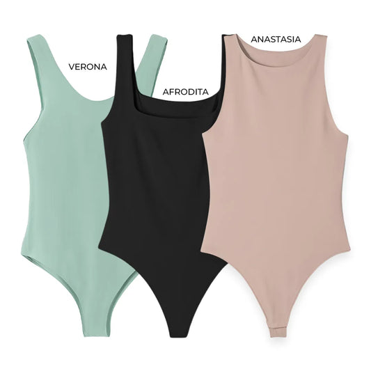 3PACK BODYS - ANASTASIA (CAMEL) AFRODITA (NEGRO) VERONA (OLIVA)