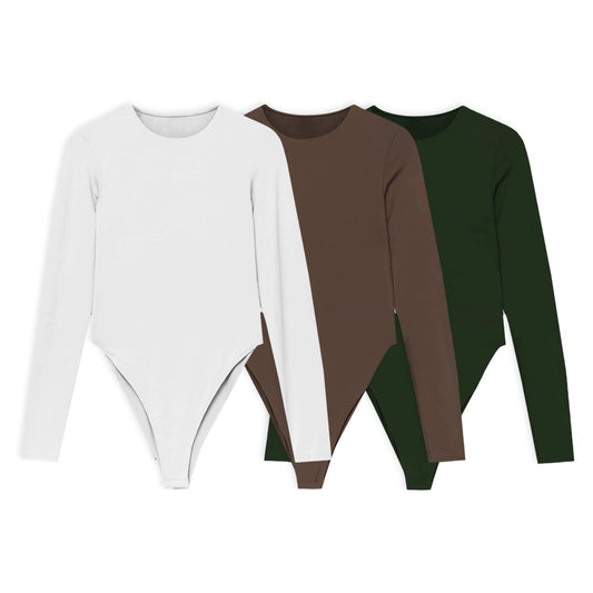 3PACK BODYS - BIANCA (BLANCO, CHOCOLATE, VERDE MILITAR)