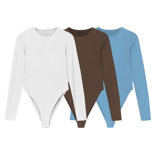 3PACK BODYS - BIANCA (BLANCO, CHOCOLATE, AZUL CIELO)