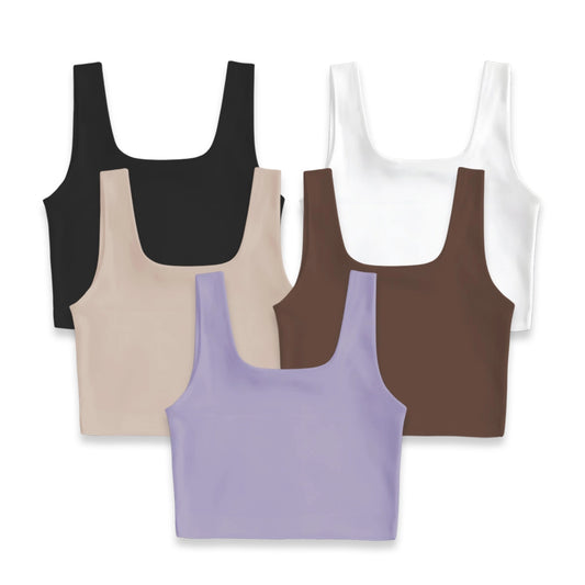 5PACK CROPTOP ISABELLA (NEGRO, BLANCO, CHOCOLATE, CAMEL, LILA)