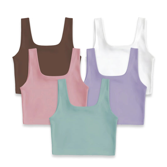 5PACK CROPTOP ISABELLA (CHOCOLATE, BLANCO, ROSADO, LILA, OLIVA)