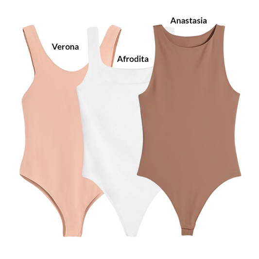 3PACK BODYS VARIADOS - ANASTASIA (CHOCOLATE) AFRODITA (BLANCO) VERONA (CAMEL)