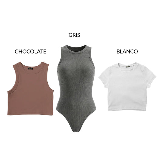 PACK RIB PREMIUM - SARA CHOCOLATE – VICTORIA GRIS – VALERIA BLANCO