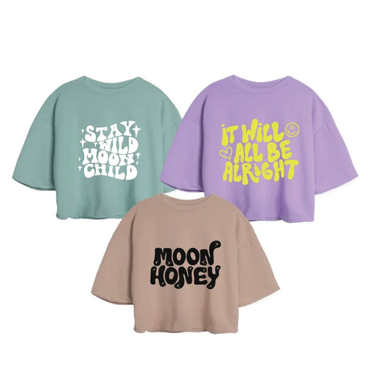 3PACK OVERSIZE ESTAMPADA DAMA (OLIVA/ BLANCO/ WILD + CAMEL/ NEGRO/ MOON + LILA/ AMARILLO/ ALL BE)