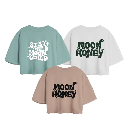 3PACK OVERSIZE ESTAMPADA DAMA (OLIVA/ BLANCO/ WILD + CAMEL/ NEGRO/ MOON + BLANCO/ VERDE MILITAR/ HONEY)