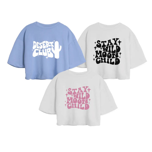 3PACK OVERSIZE ESTAMPADA DAMA (AZUL CIELO/BLANCO DESERT + BLANCO/ NEGRO CHILD + BLANCO/ROSADO STAY)