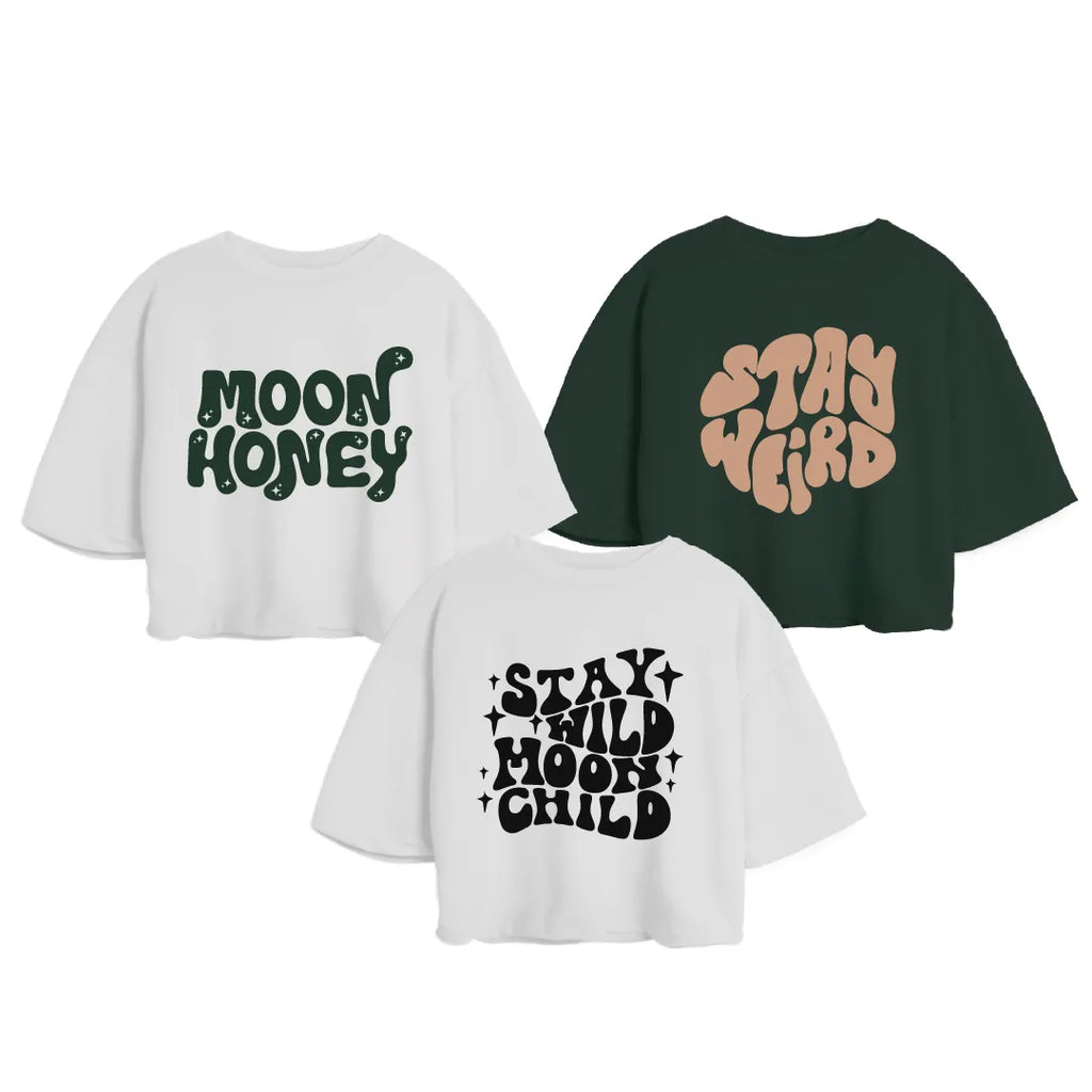 3PACK OVERSIZE ESTAMPADA DAMA (VERDE MILITAR/ CAMEL WEIRD + BLANCO/ NEGRO CHILD + BLANCO/ VERDE MILITAR/ HONEY)