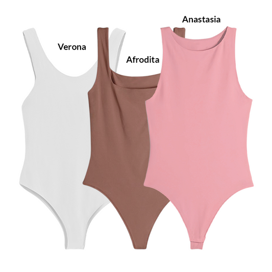 3PACK BODYS VARIADOS - ANASTASIA (Rosado) AFRODITA (Chocolate) VERONA (Blanco)