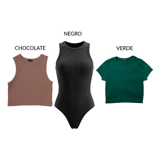 PACK RIB PREMIUM - SARA CHOCOLATE – VICTORIA NEGRO – VALERIA VERDE