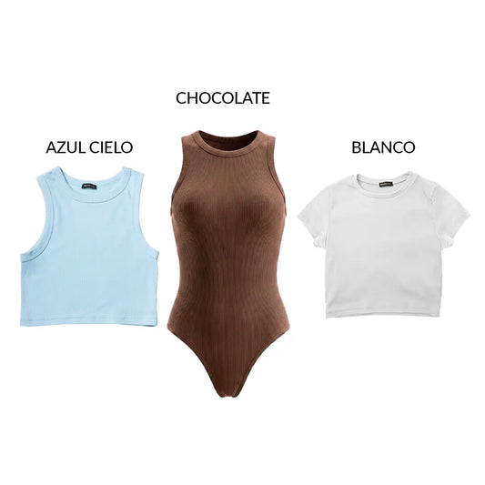 PACK RIB PREMIUM - SARA AZUL CIELO – VICTORIA CHOCOLATE – VALERIA BLANCO