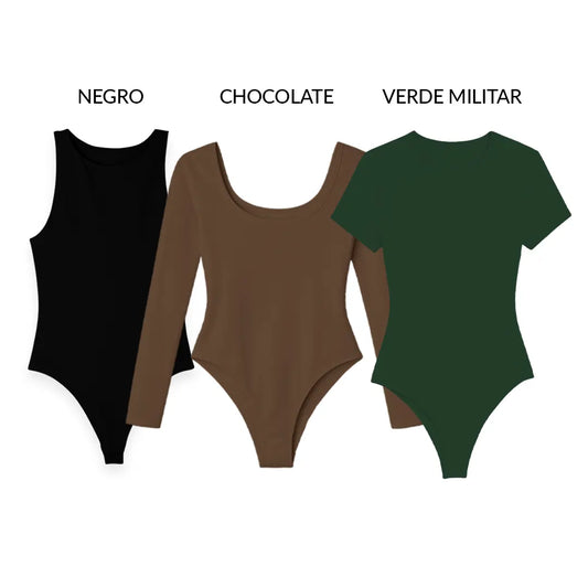 PACK 3 BODYS PERFECT - ANASTASIA NEGRO – VALENTINA CHOCOLATE – ANDREA VERDE MILITAR