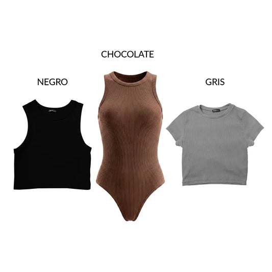 PACK RIB PREMIUM - SARA NEGRO – VICTORIA CHOCOLATE – VALERIA GRIS
