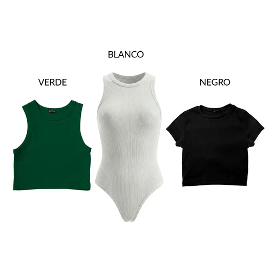 PACK RIB PREMIUM - SARA VERDE – VICTORIA BLANCO – VALERIA NEGRO