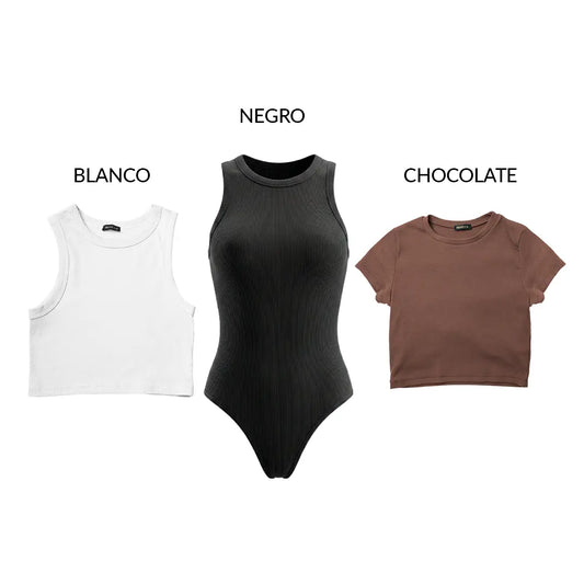 PACK RIB PREMIUM - SARA BLANCO – VICTORIA NEGRO – VALERIA CHOCOLATE