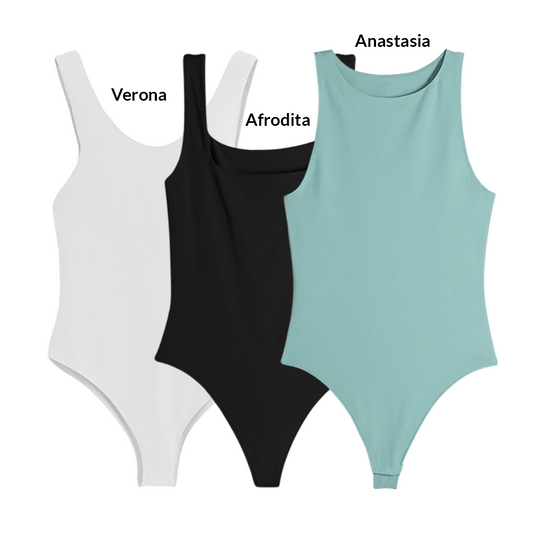 3PACK BODYS VARIADOS - ANASTASIA (OLIVA) AFRODITA (NEGRO) VERONA (BLANCO)