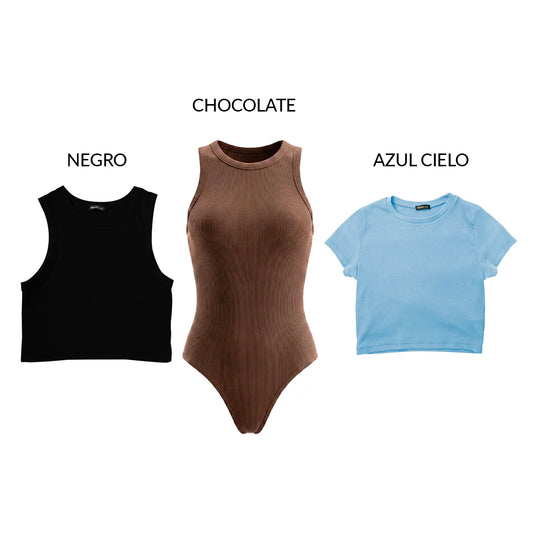 PACK RIB PREMIUM - SARA NEGRO – VICTORIA CHOCOLATE – VALERIA AZUL CIELO