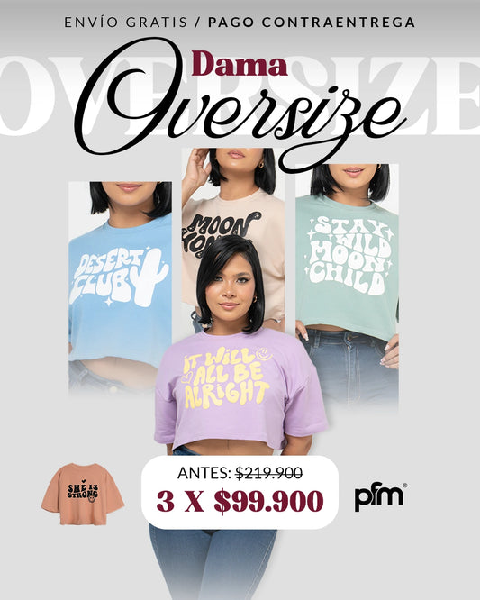 CAMISETA OVERSIZE ESTAMPADA MUJER PFM