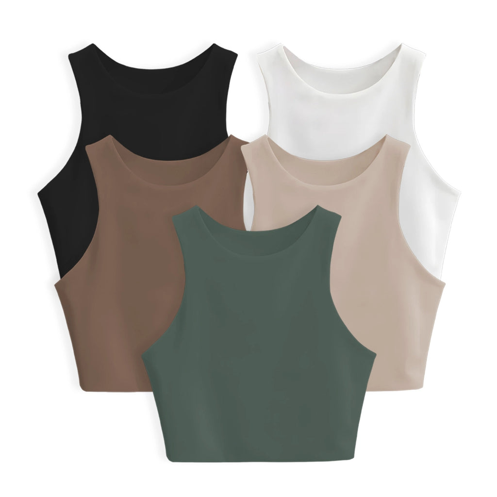 PAGA 3 CROPTOP GRECIA Y RECIBE 5 - GRECIA (NEGRO, BLANCO, CHOCOLATE, VERDE MILITAR Y CAMEL)