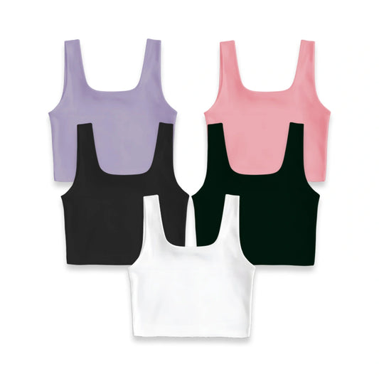 5PACK CROPTOP ISABELLA (LILA, ROSADO, NEGRO, VERDE MILITAR, BLANCO)